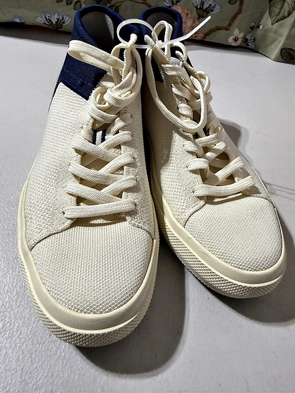 EUC Rothy’s The Women's High Top Sneaker Cream, Navy & Gray Size 8